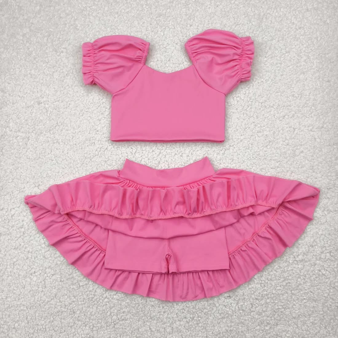 Pink athletic set with shorts built in
