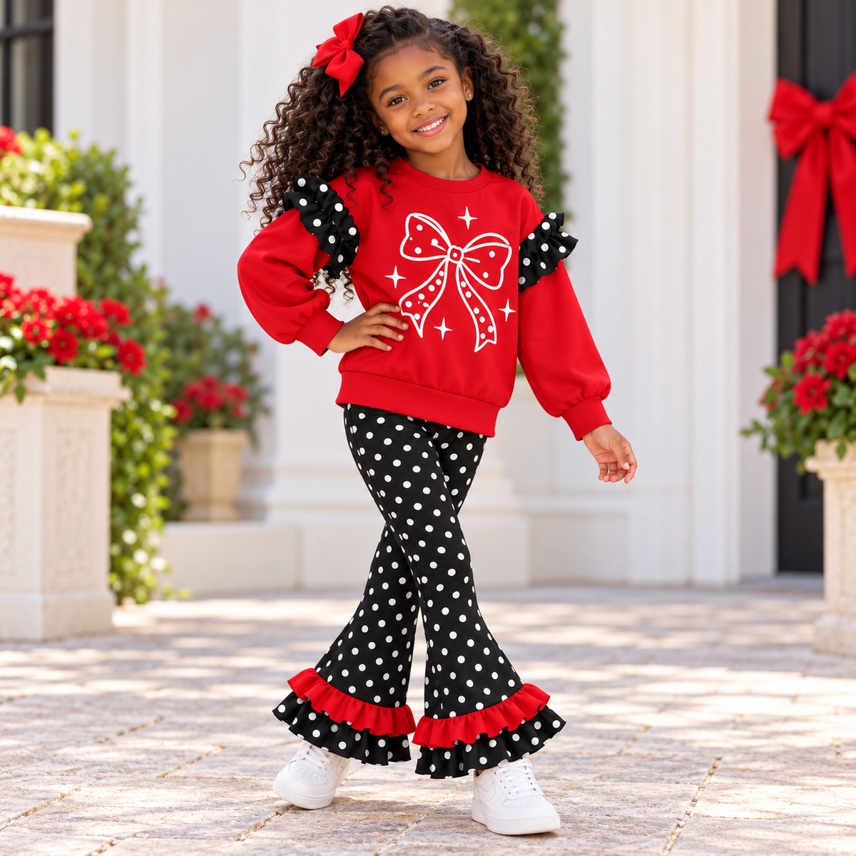 Girls flare ruffle pant set