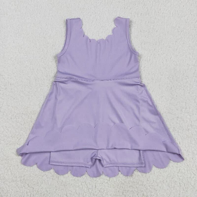 Scalloped athletic set with shorts built in