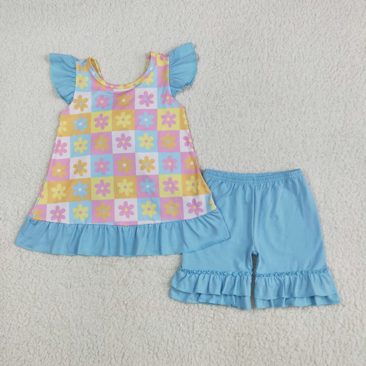 Girls flowers bow back set
