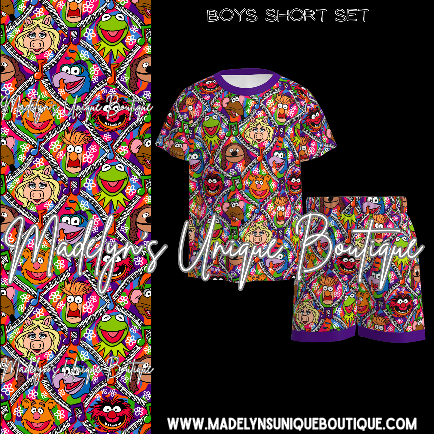 Boys short set “muppet mayhem”