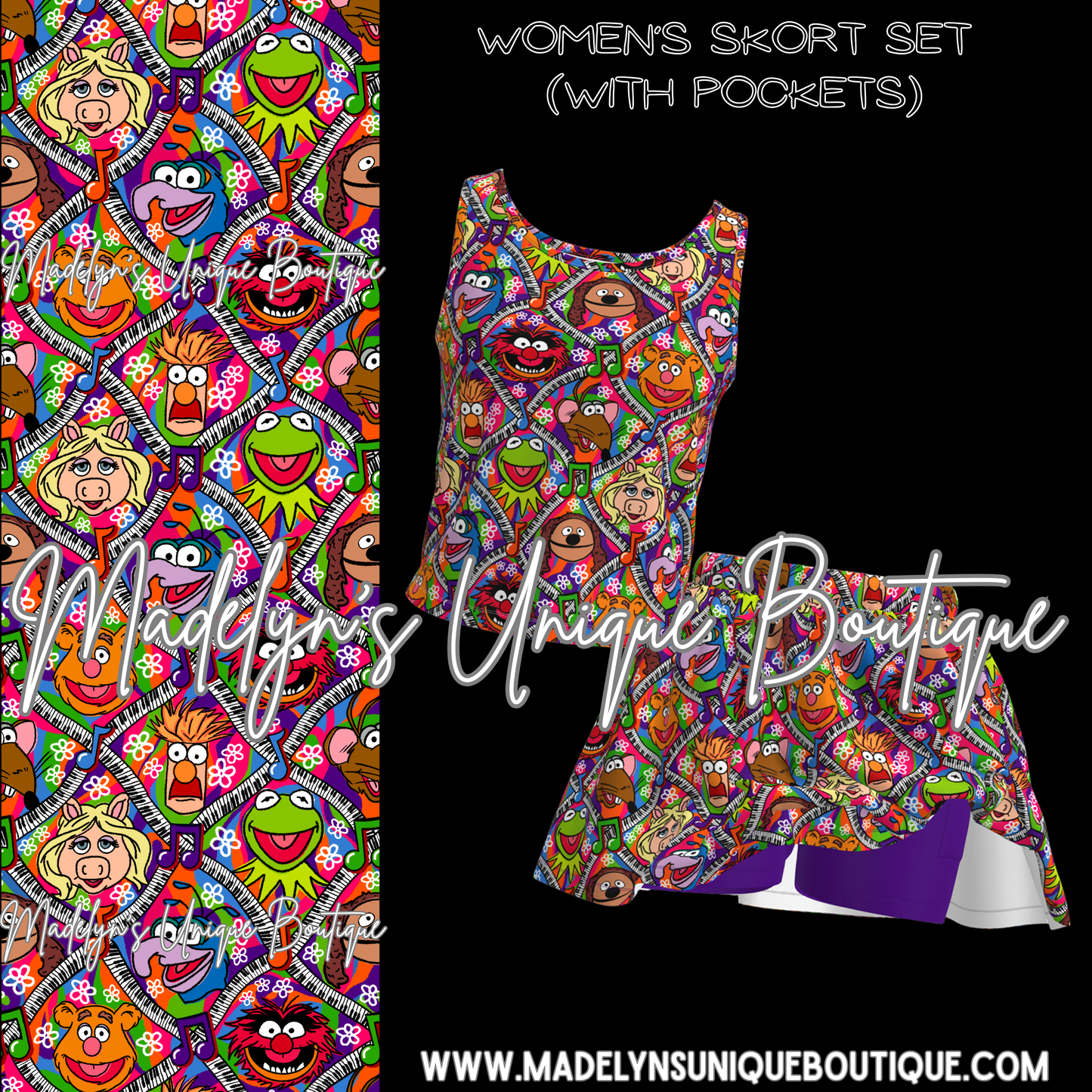 Women’s skort set “muppet mayhem”