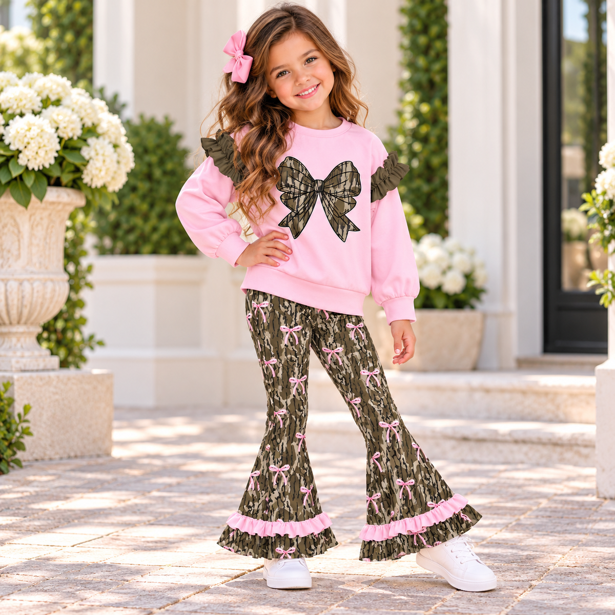 Girls flare ruffle pant set