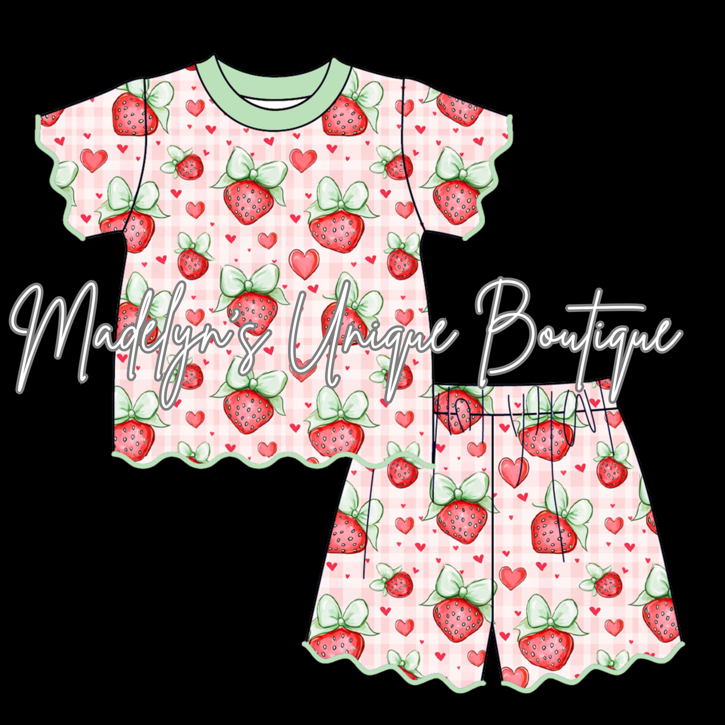 Girls scalloped short set