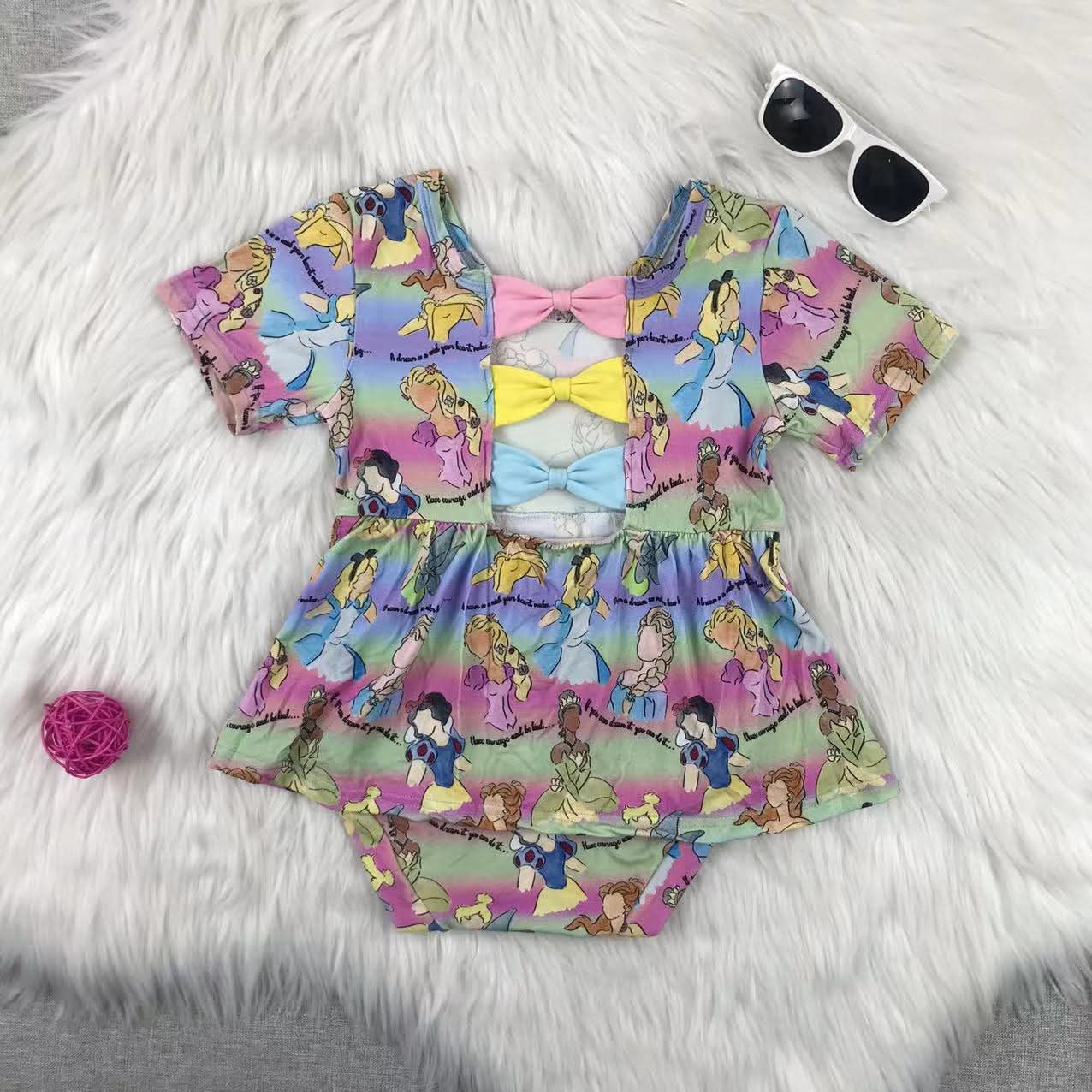 Bamboo princess bow back romper