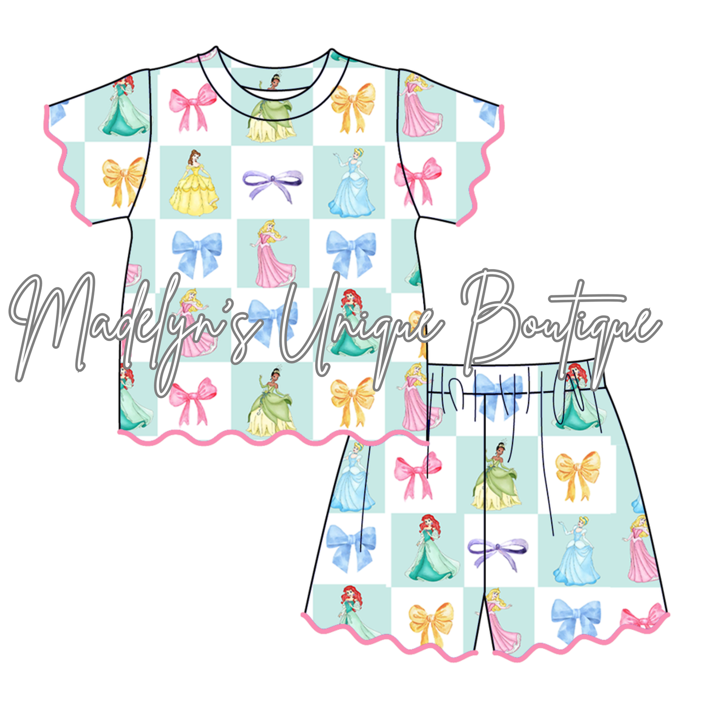 Girls scalloped short set