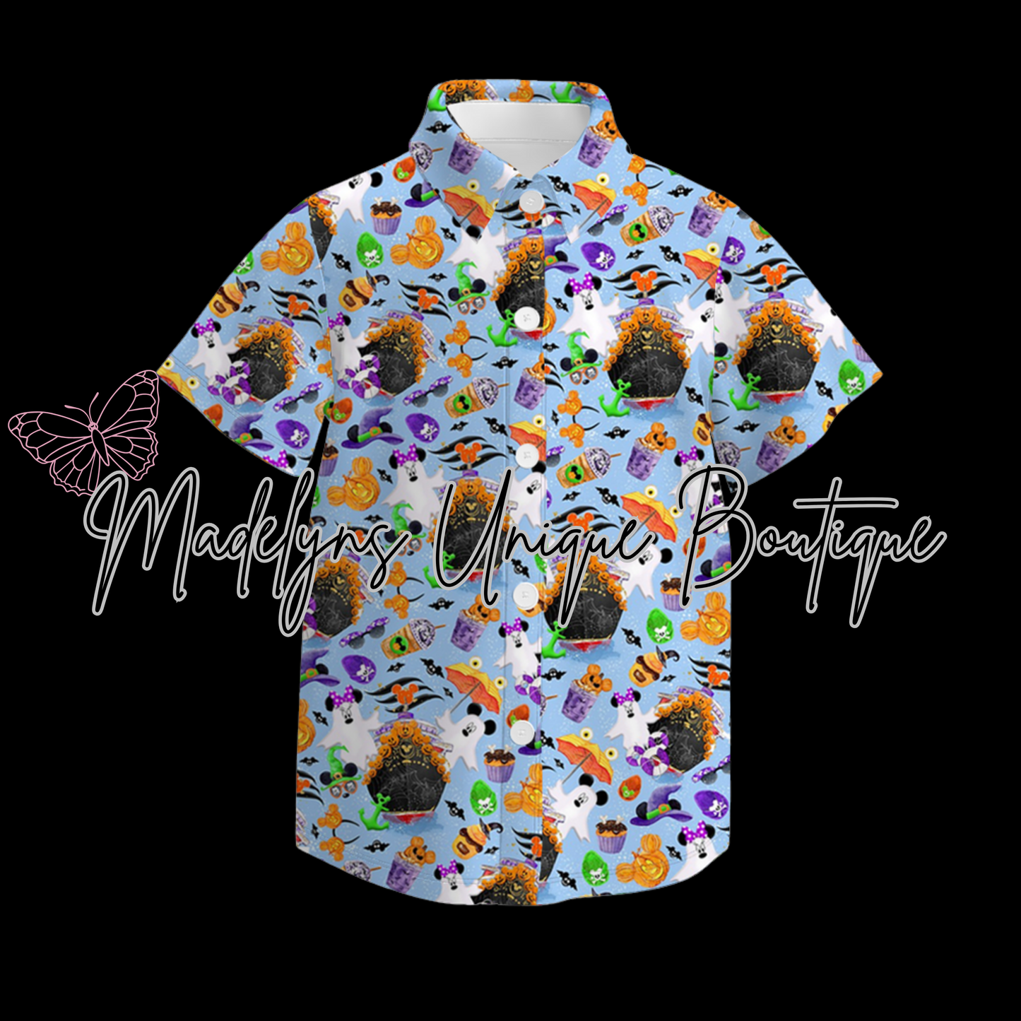 Boys button up shirt “Spooky sailing”