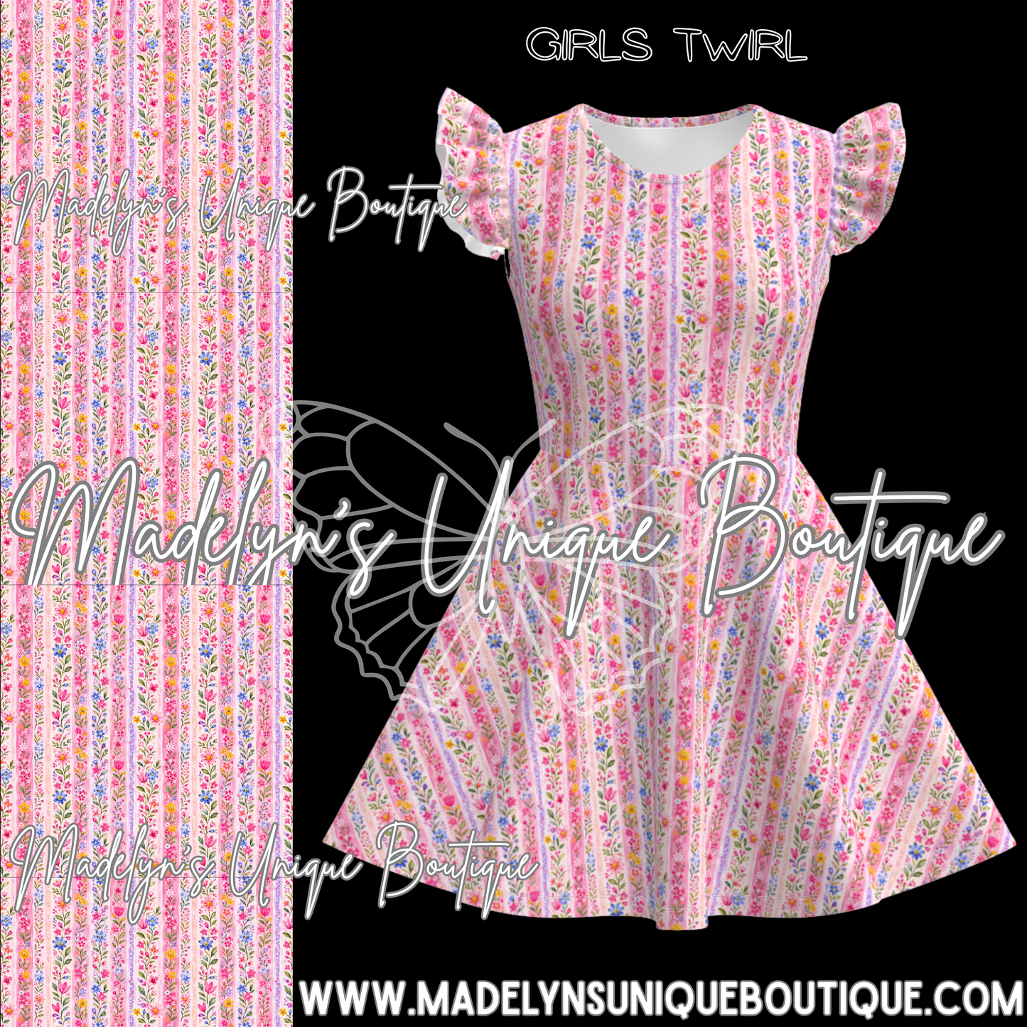 Girls twirl dress “Blush meadow”
