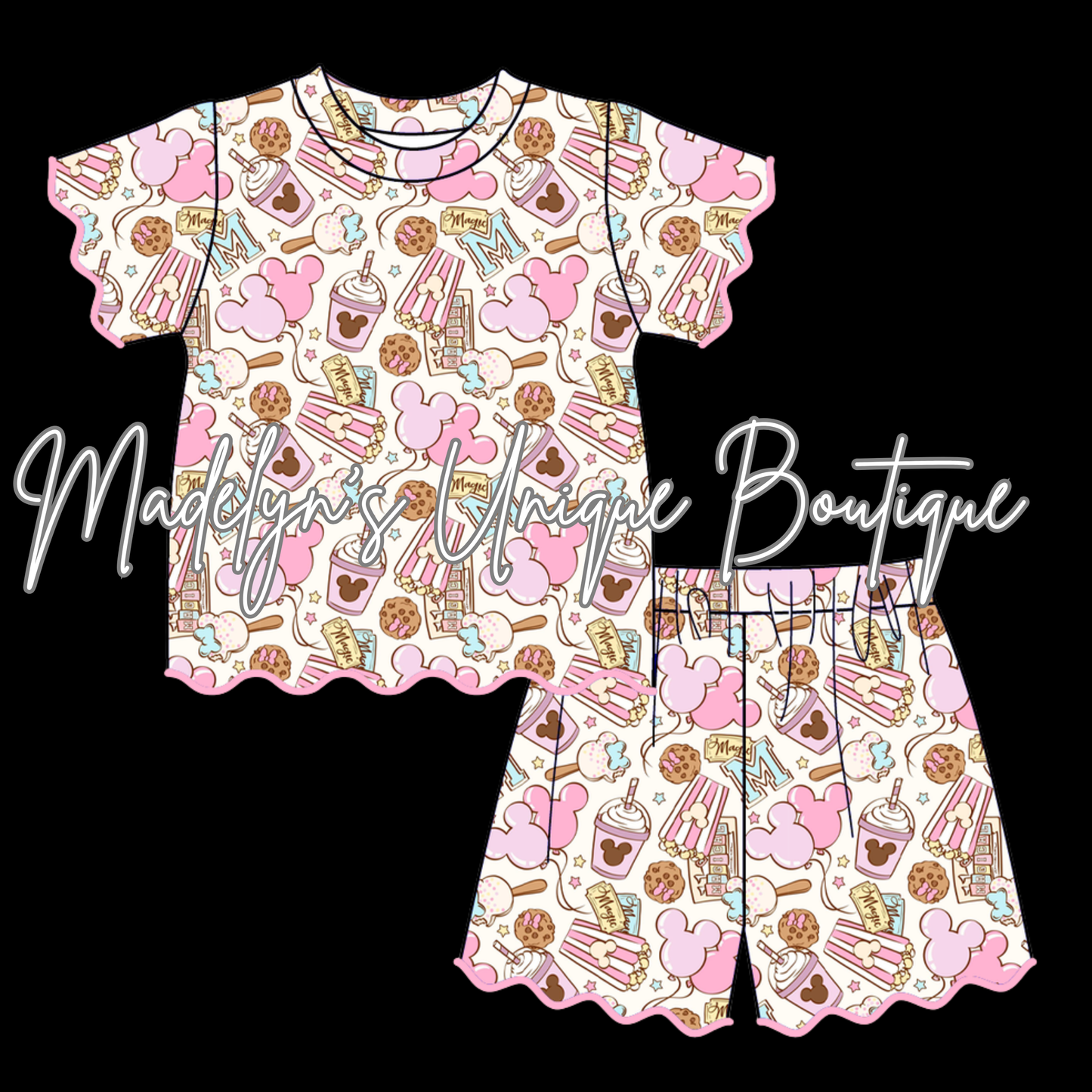 Girls scalloped short set