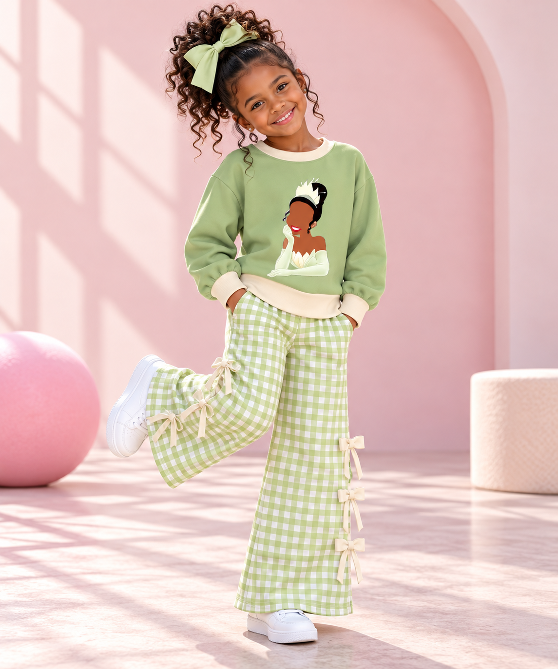 Girls princess bow pant set