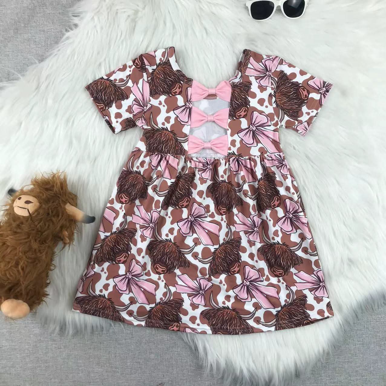 Highland cow bow back dress( swipe to see)