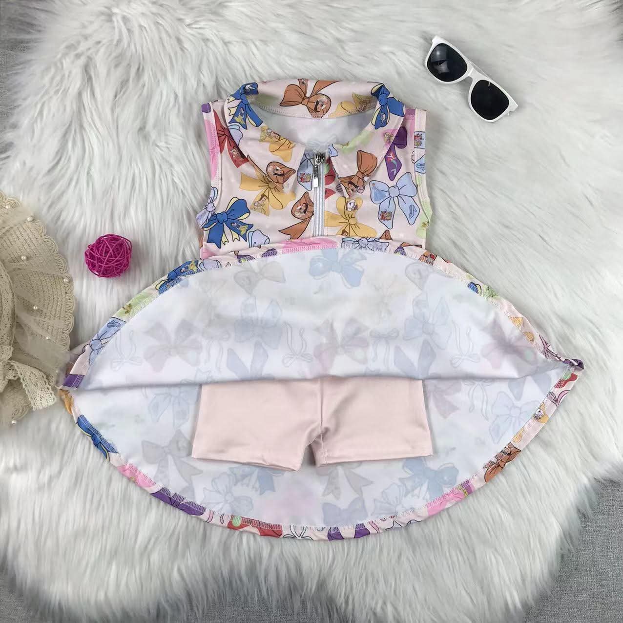 Magic princess bows athletic dress with built in shorts