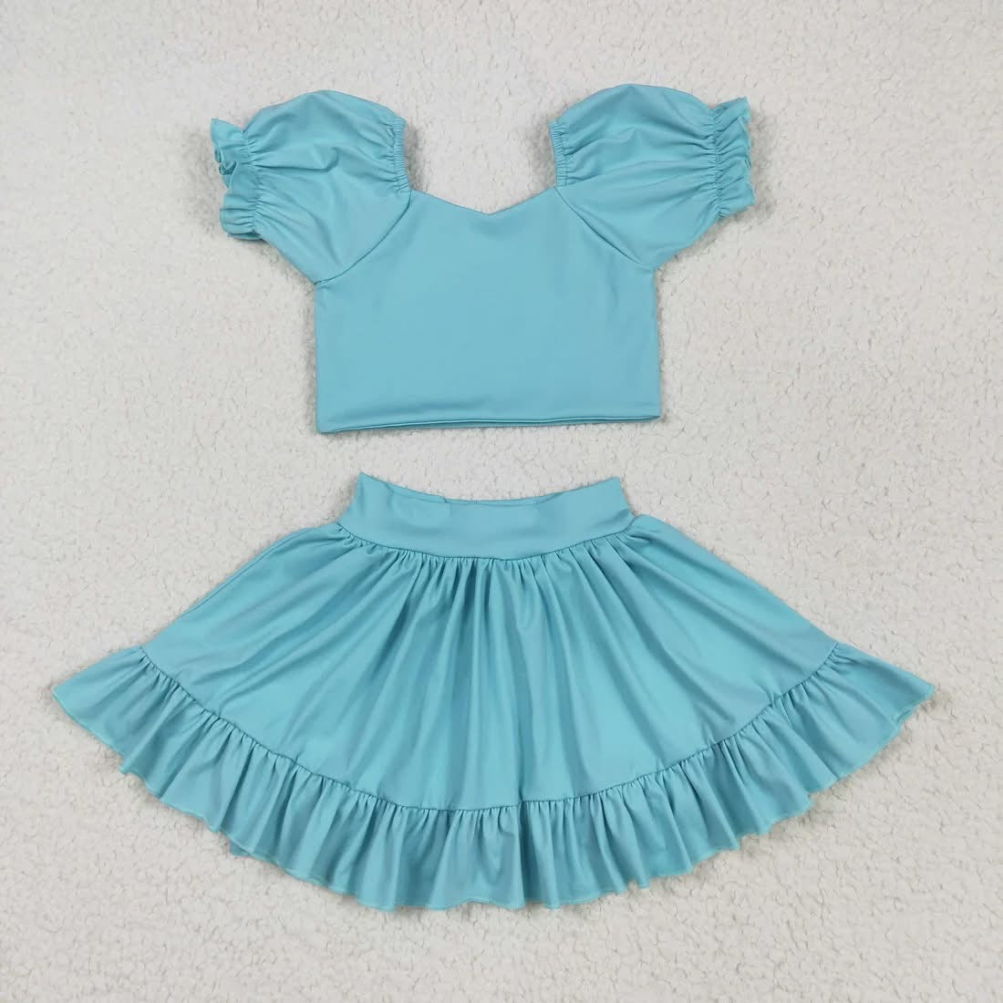 Turquoise athletic set with shorts built in
