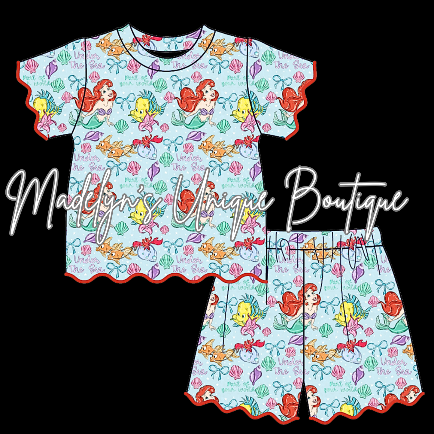 Girls scalloped short set
