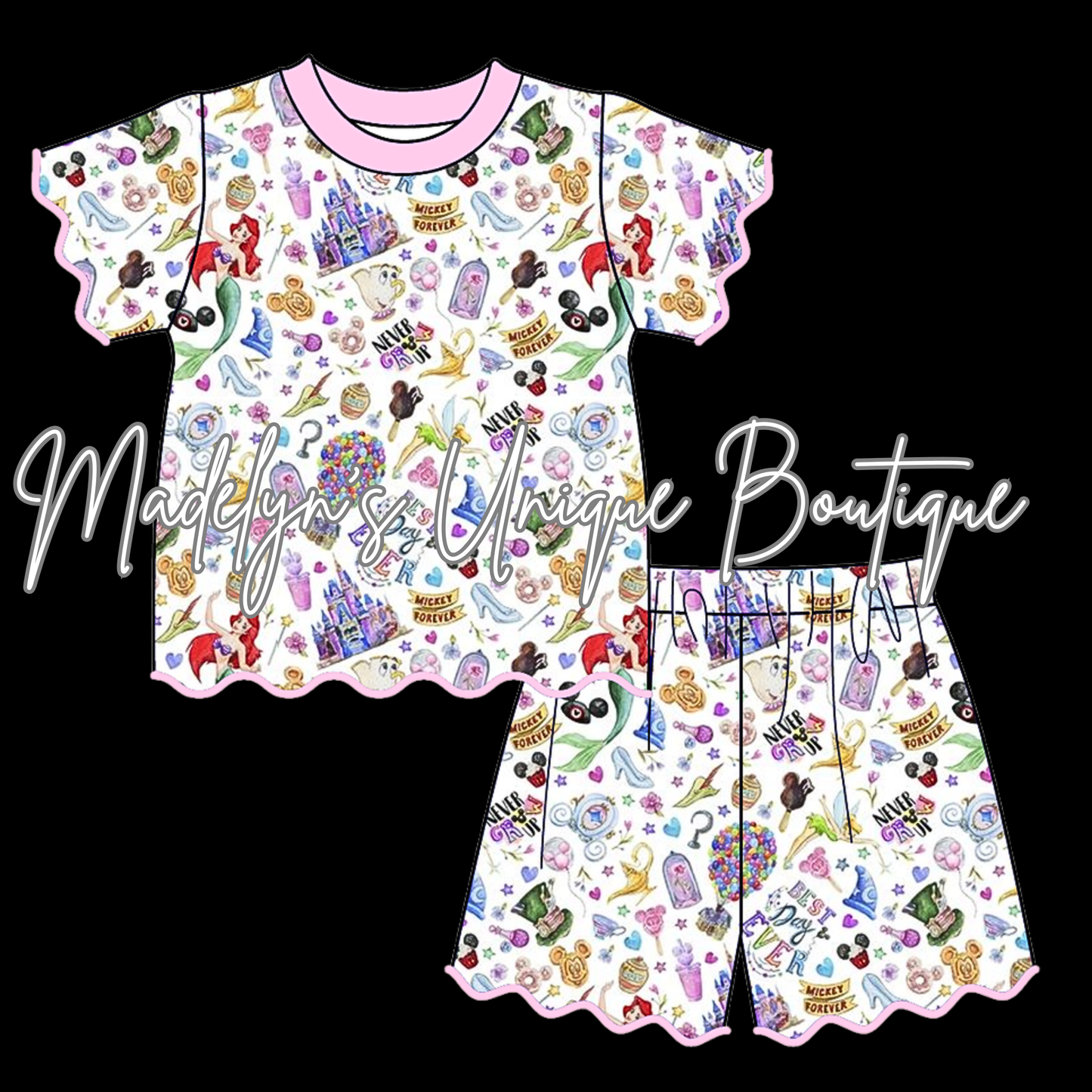 Girls scalloped short set