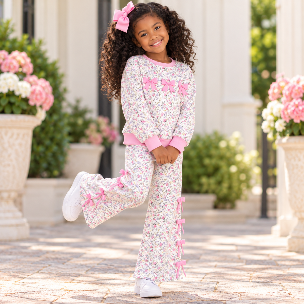 Girls bow pant set