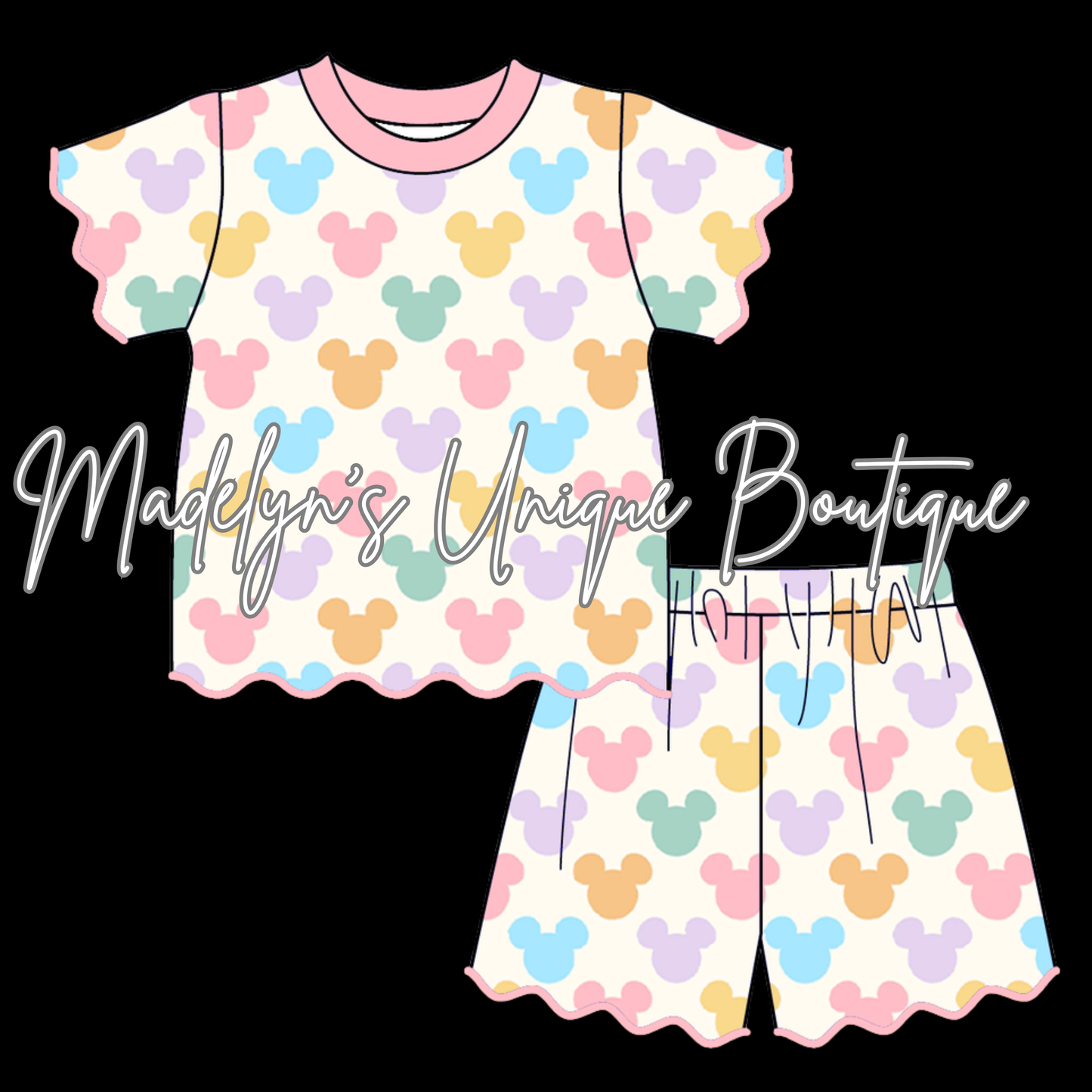 Girls scalloped short set