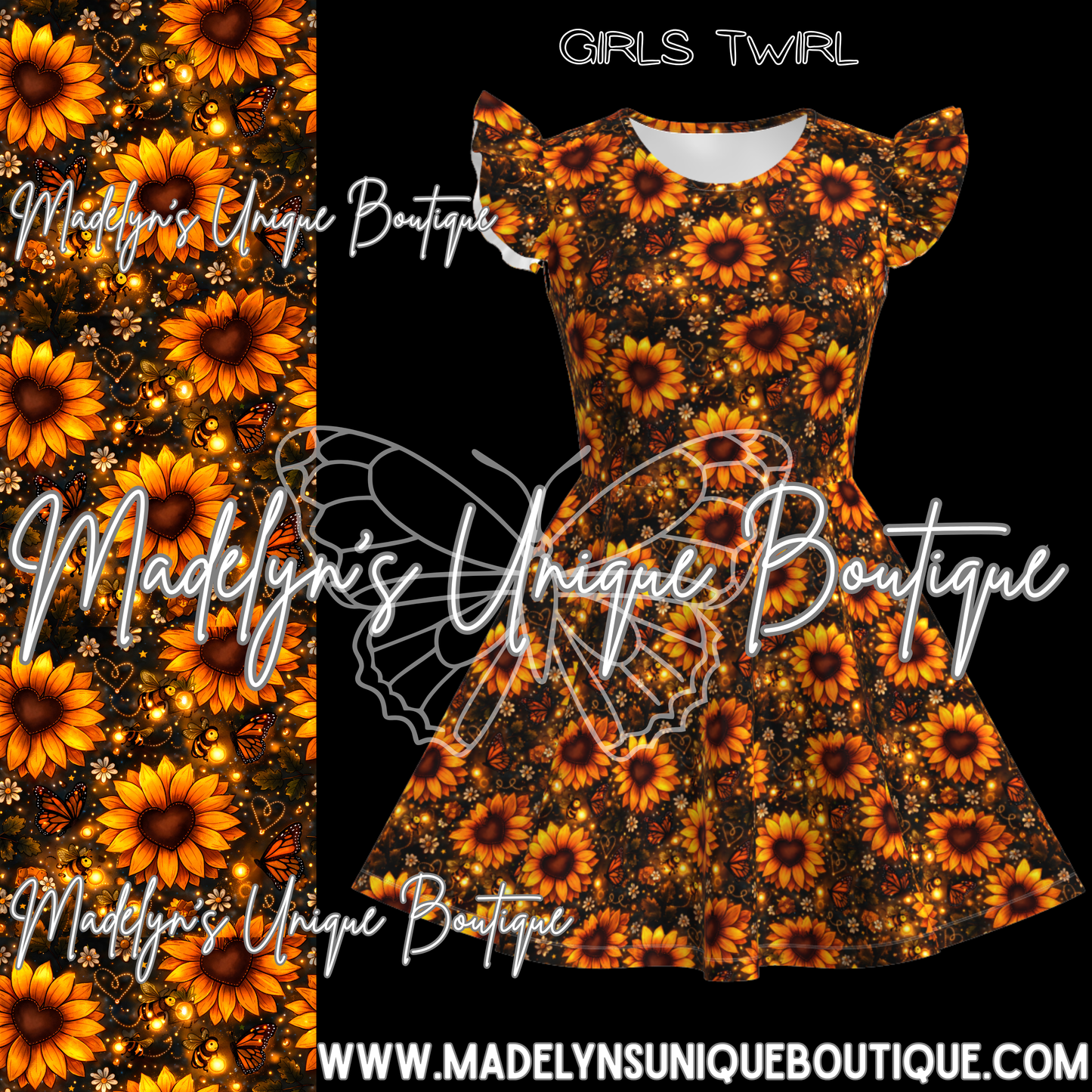 Girls twirl dress “Sunflower glow”