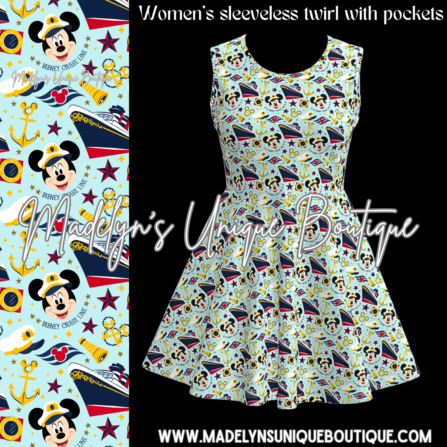 Women’s sleeveless twirl dress with pockets