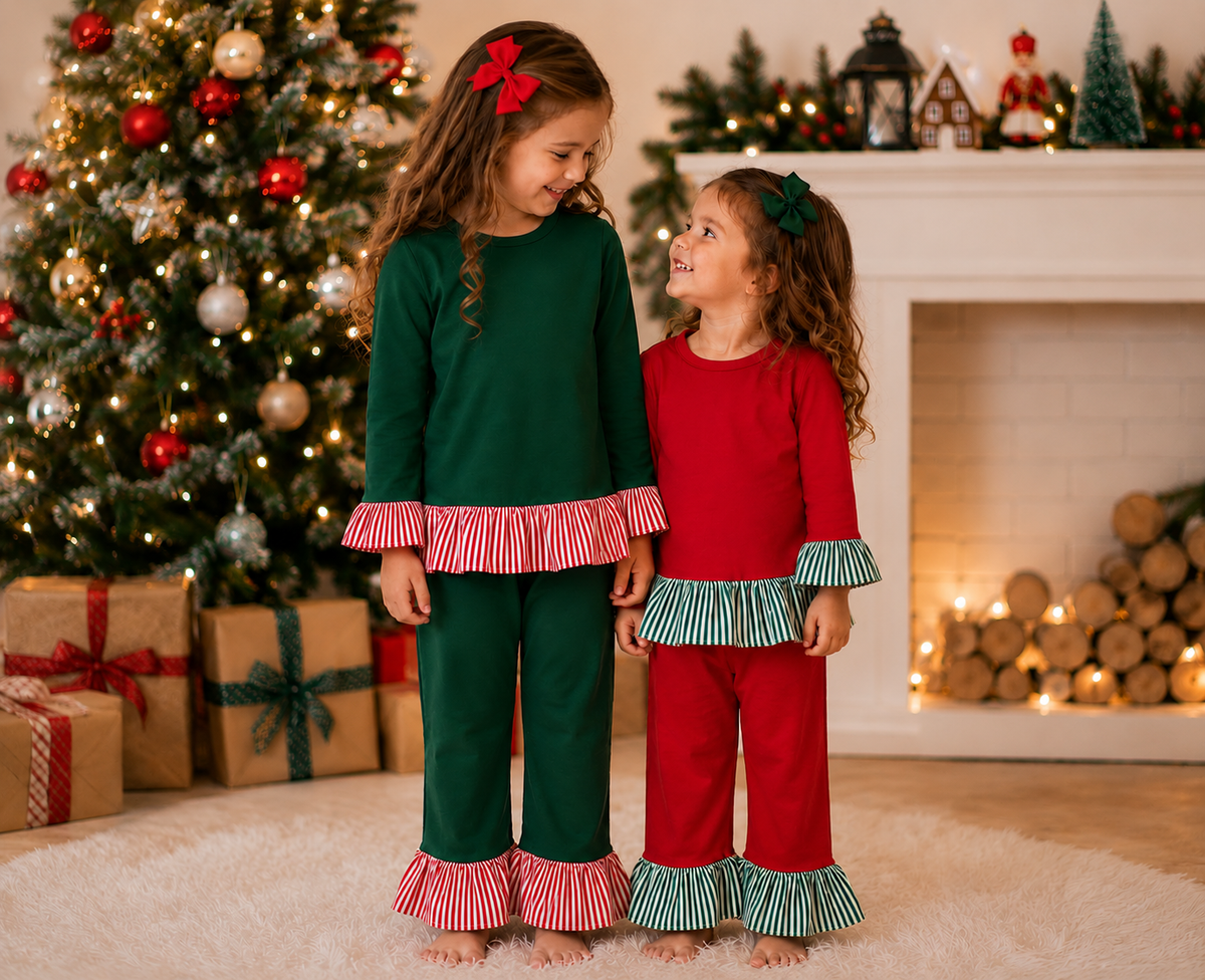 Girls ruffle pant set “Pink”