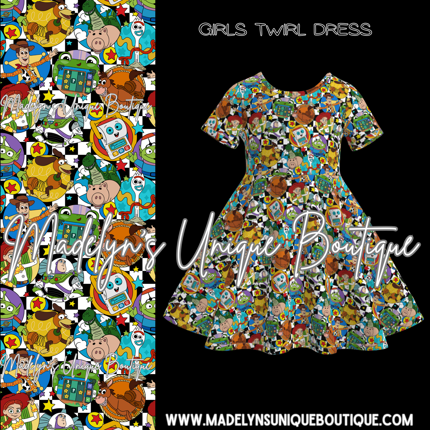 Girls twirl dress “Toybox takeover”