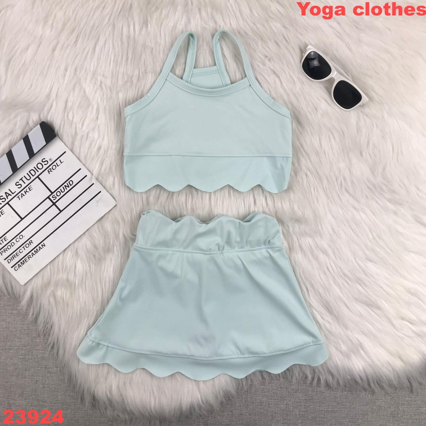 Scalloped athletic set with shorts built in