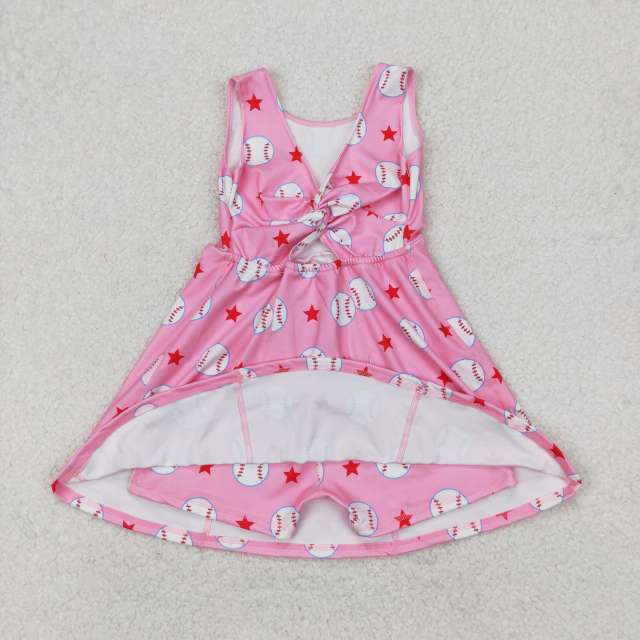 athletic twist back dress with shorts built in