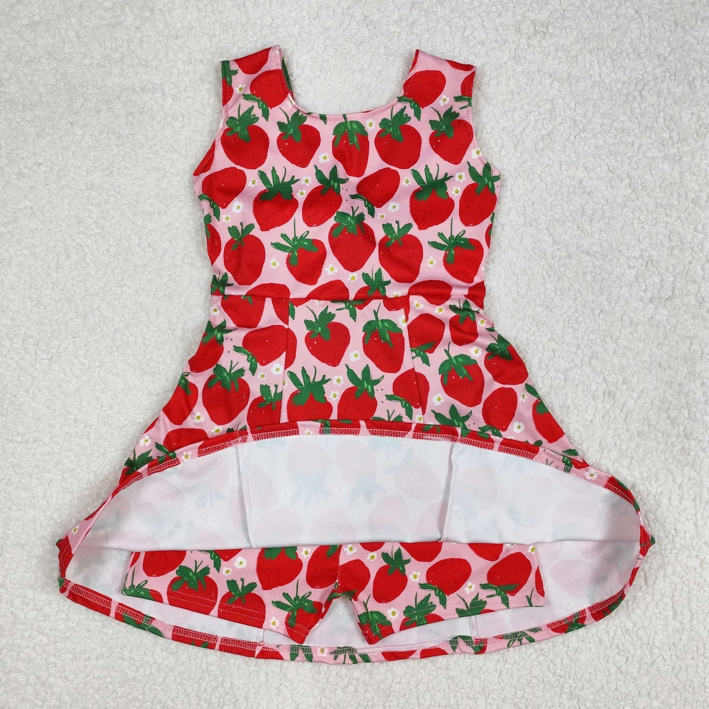 Beautiful strawberry twist back sport dress with shorts