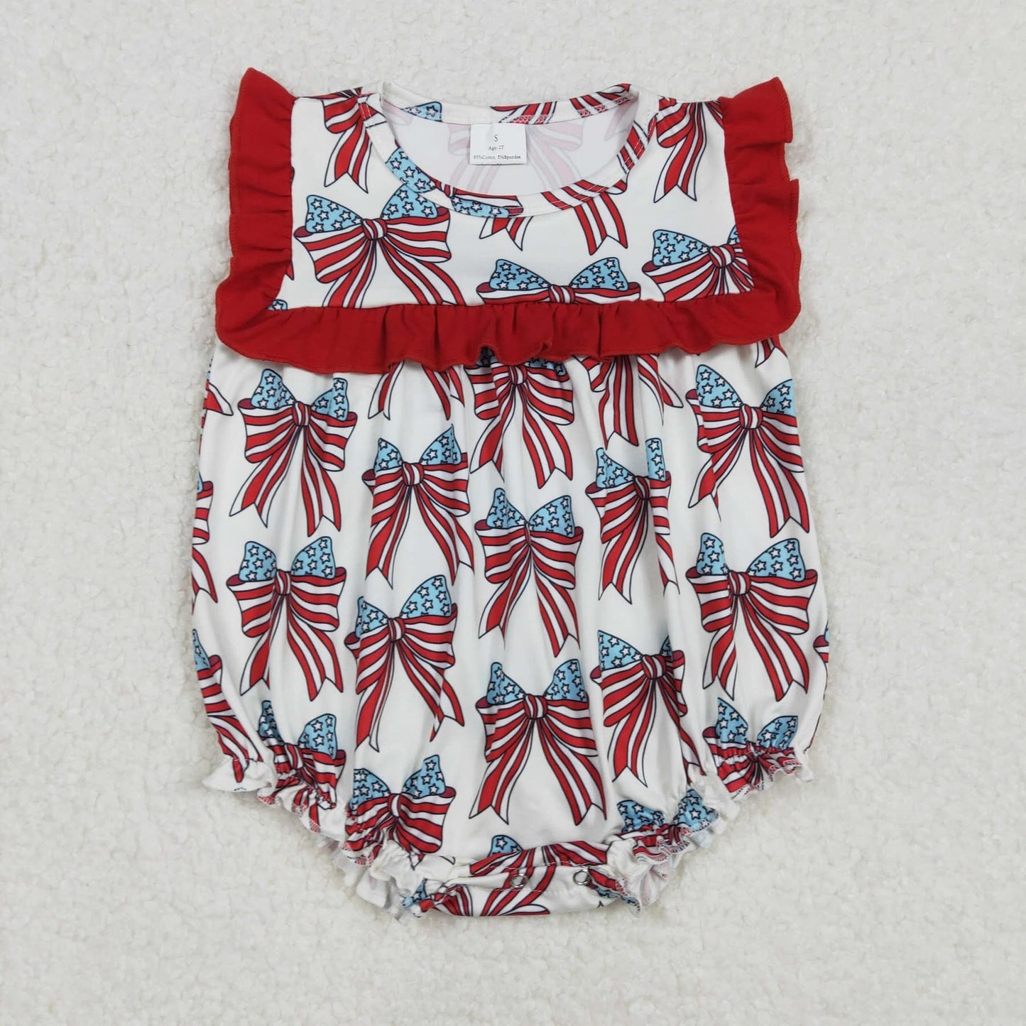 Red, white and bows romper