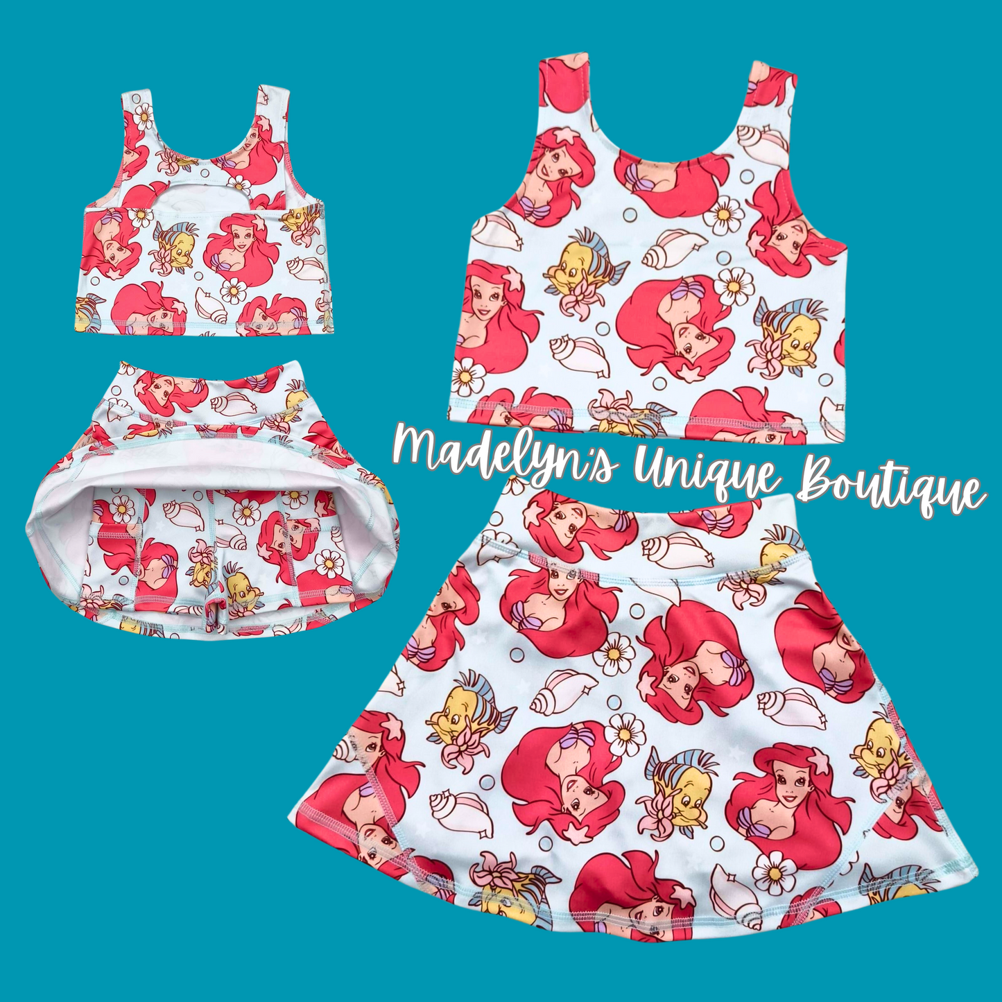 Mermaid Magic athletic set with built in shorts