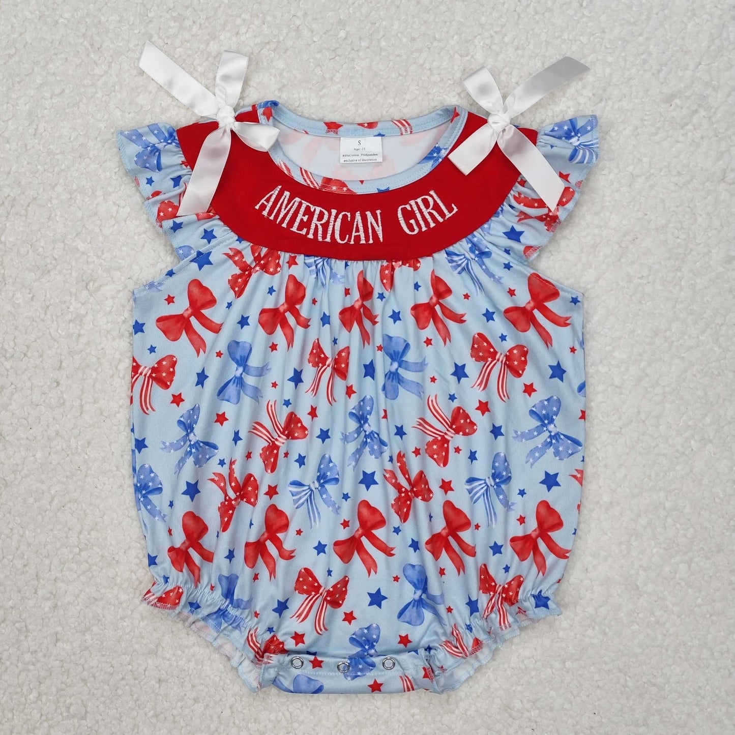 Embroidered American girl romper