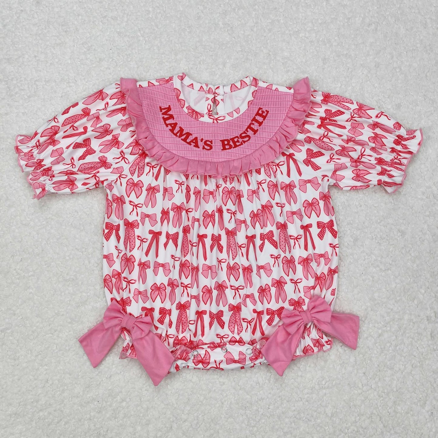 Mama’s bestie (Embroidered smocked romper)