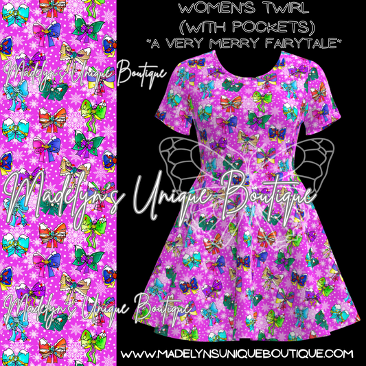 Women’s twirl dress with pockets “A very merry fairytale”