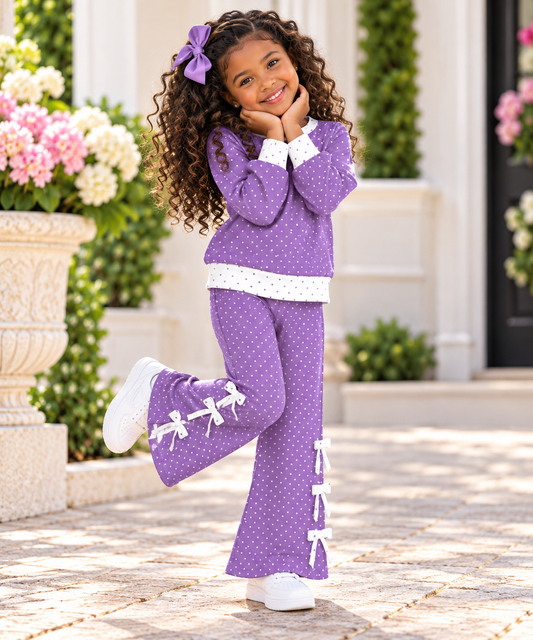 Girls bow pant set