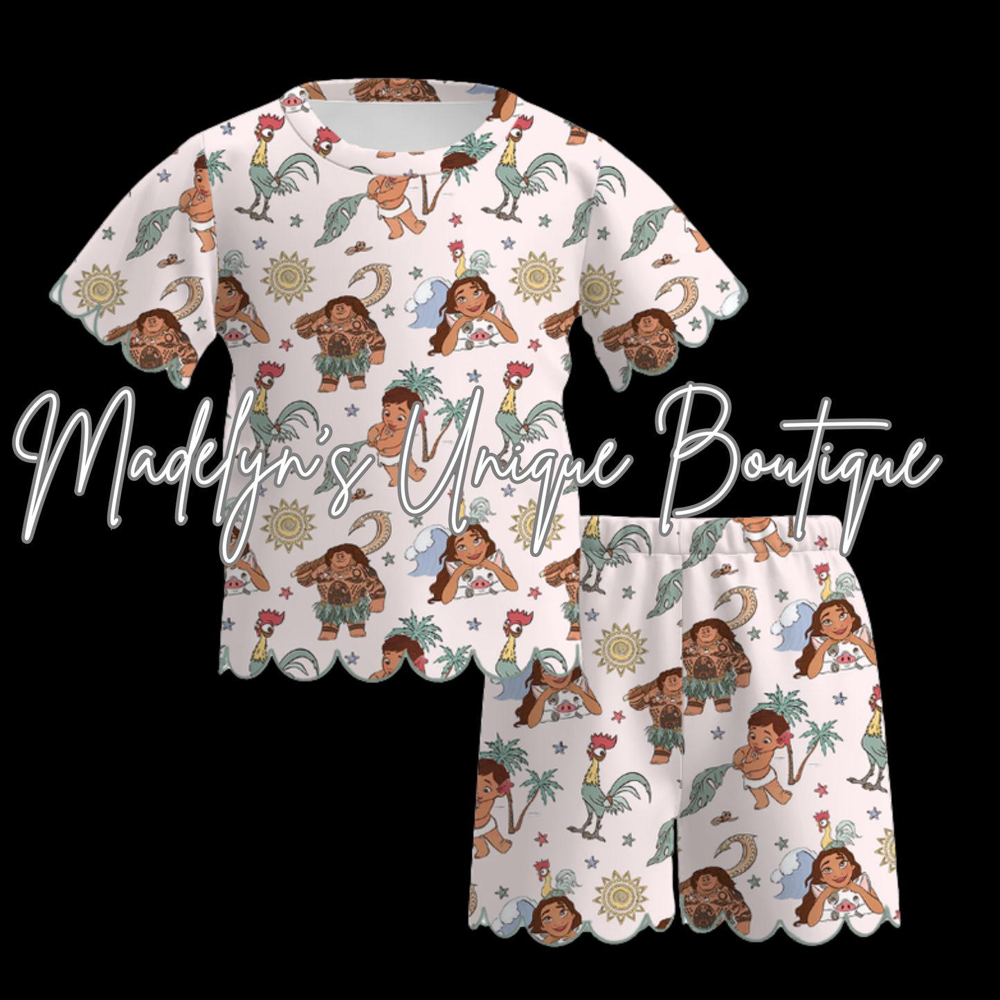Girls scalloped short set