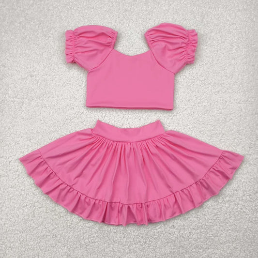 Pink athletic set with shorts built in
