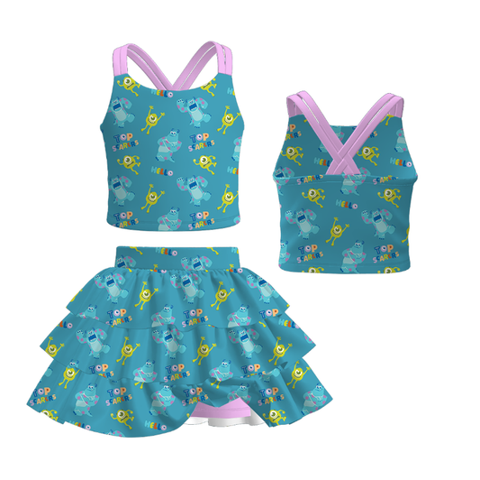 Girls ruffle skort set