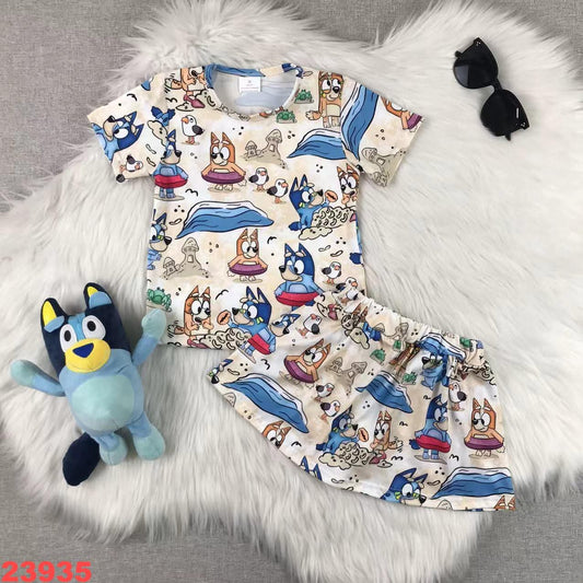 Blue pup skort set with shorts