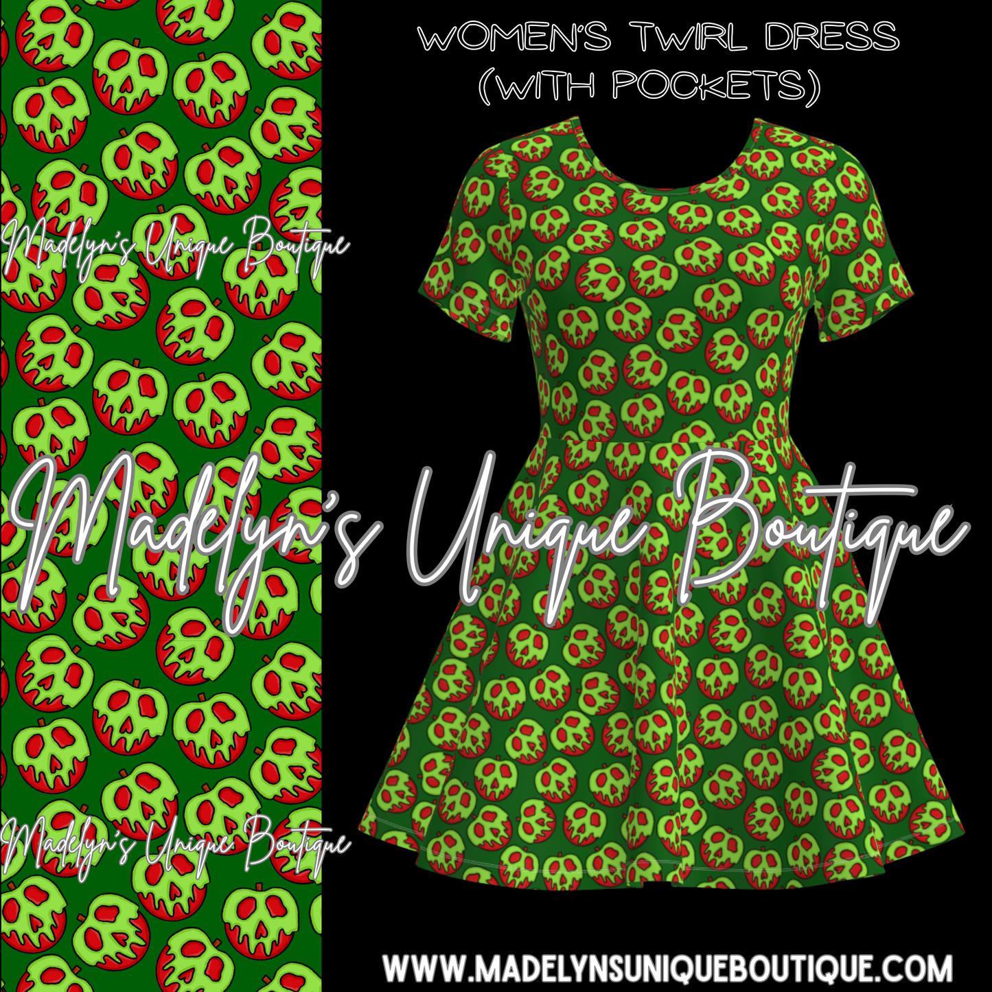 Women’s twirl dress with pockets “Poisoned perfection”