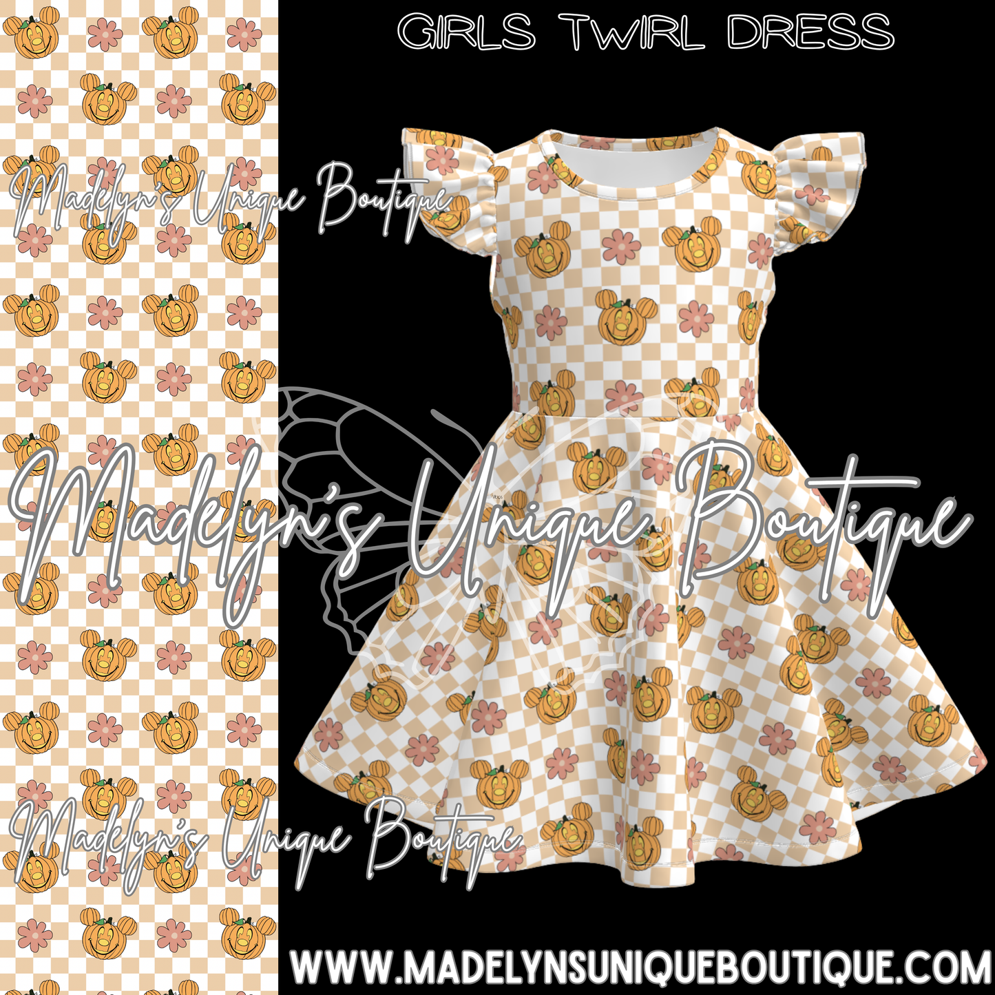 Girls twirl dress “Pumpkin pixie dust”
