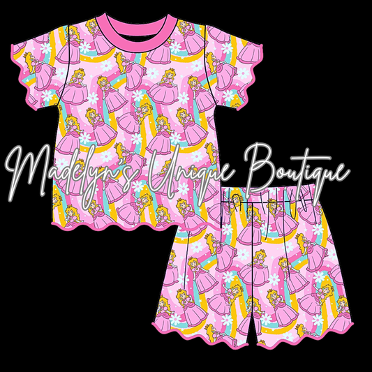 Girls scalloped short set