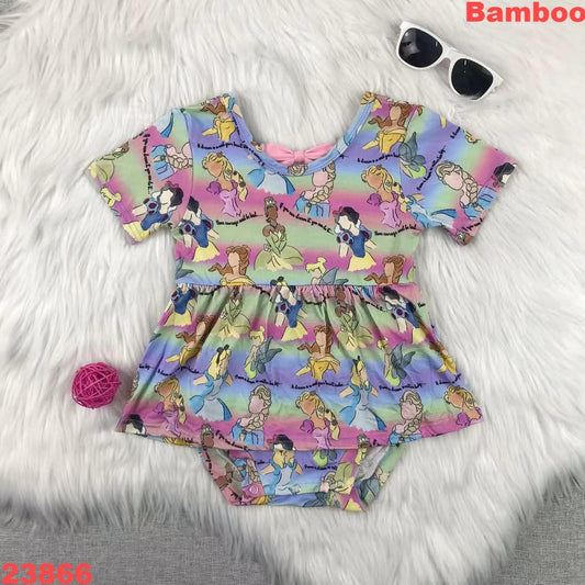 Bamboo princess bow back romper