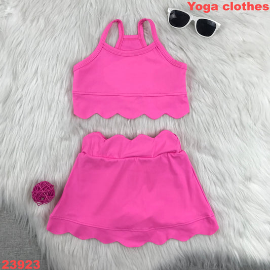 Pink athletic set with shorts built in