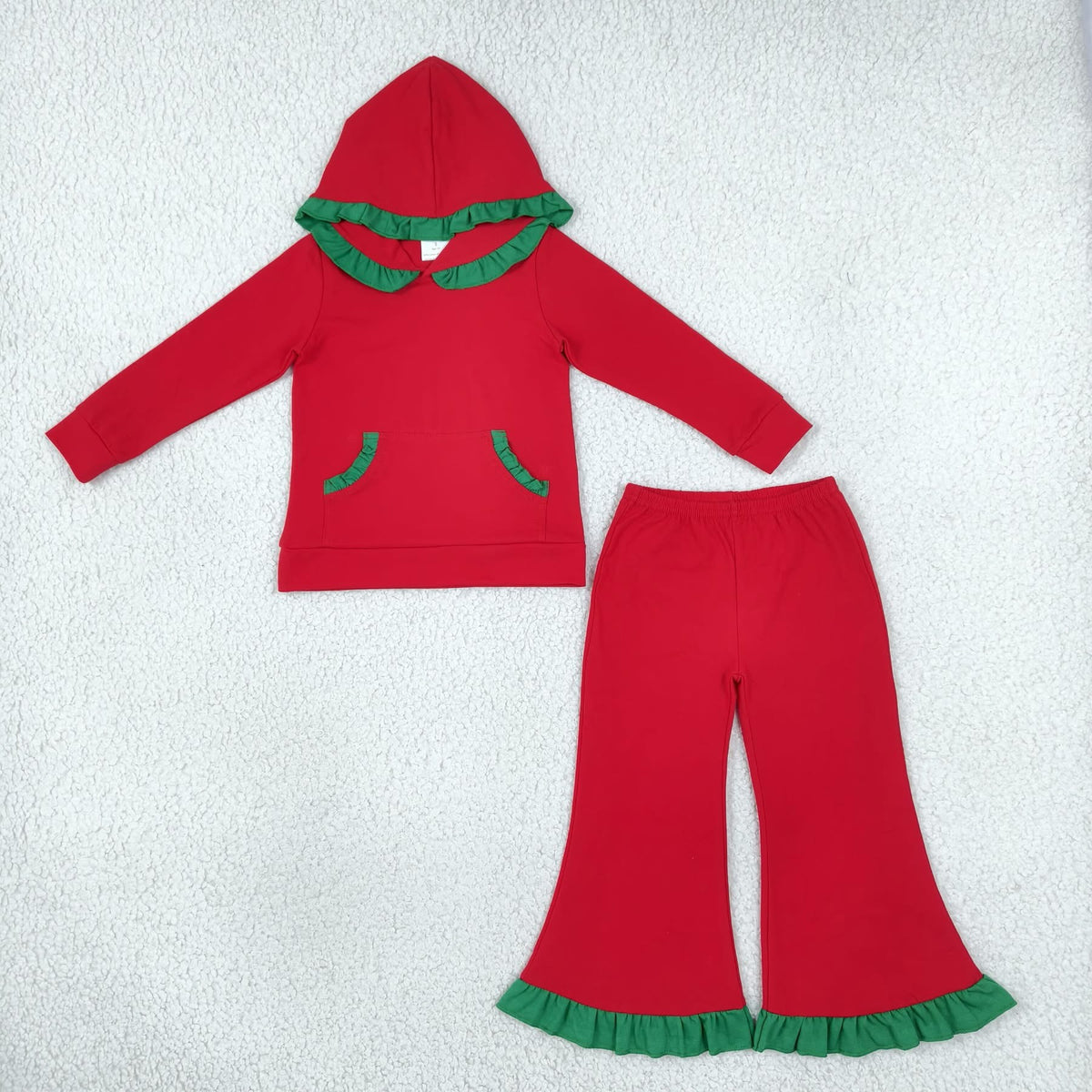 Red and green hooded set