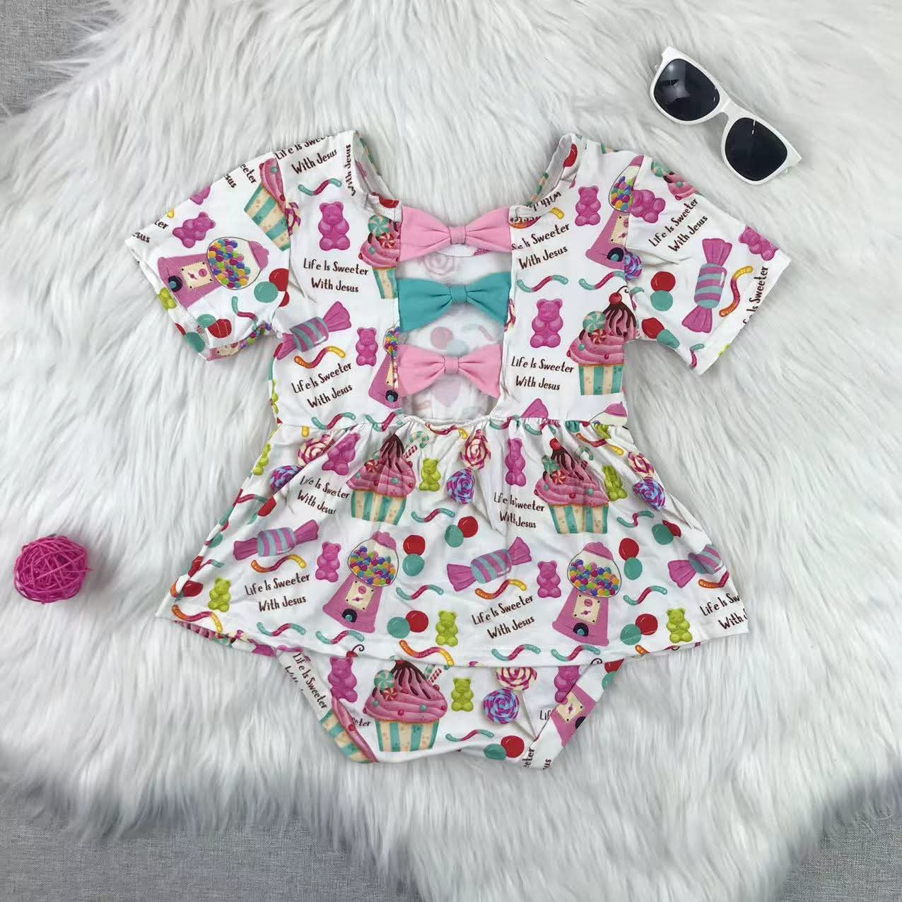 Bamboo bow back romper
