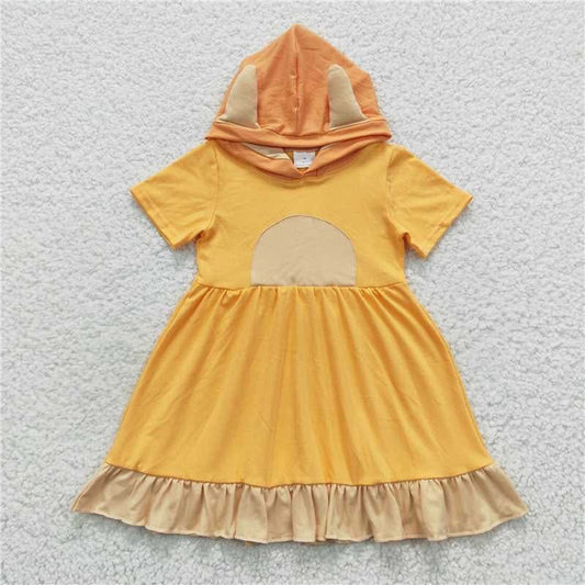 Orange pups hooded dress