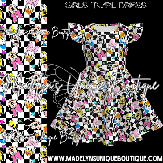 Girls twirl dress “Main street mash-up”