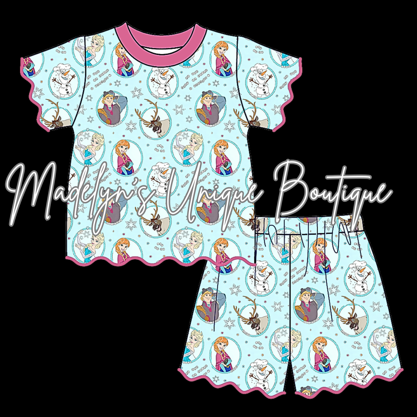 Girls scalloped short set
