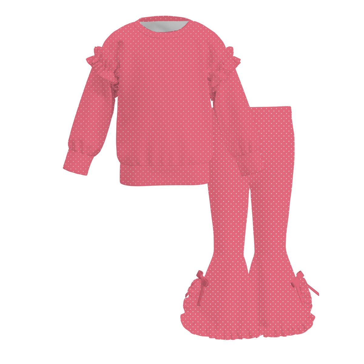 Girls ruffle sweatshirt set “bright pink”