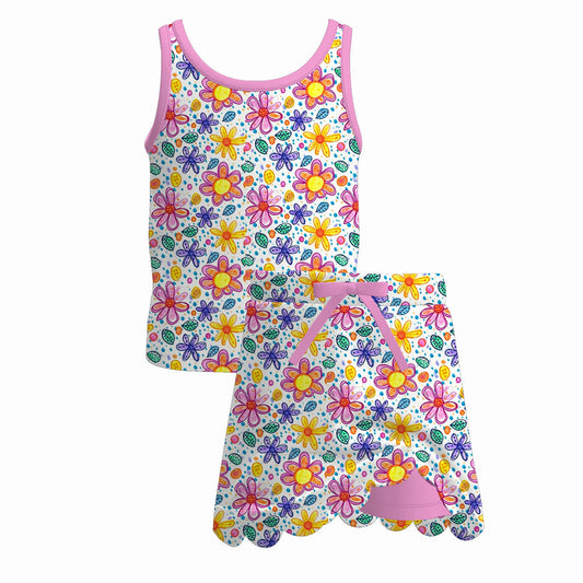 Girls scalloped skort set